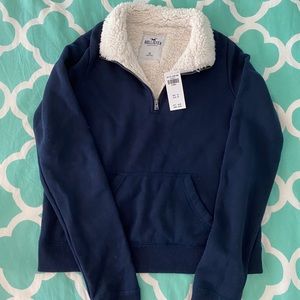 Hollister navy fuzzy pullover!!